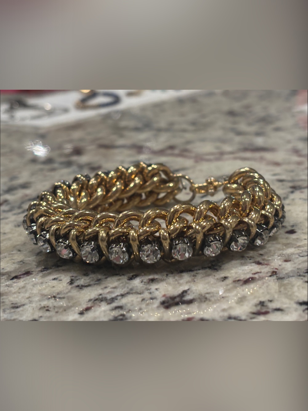 Henri Bendel Gold Crystal Chain Link Bracelet - Women Jewelry